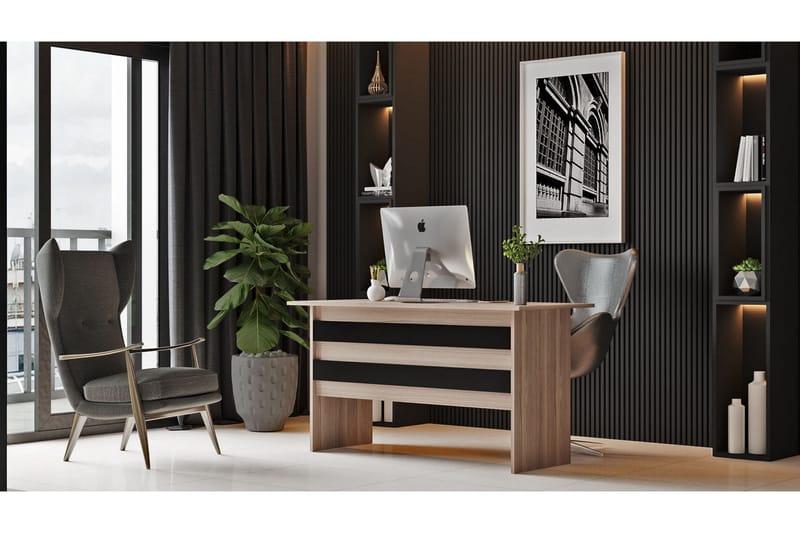 Työpöytä Tully 140 cm - Luonnonväri/Musta - Huonekalut - Pöytä & ruokailuryhmä - Työpöytä - Kirjoituspöytä