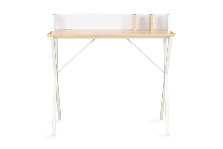 Työpöytä valkoinen ja luonnollinen 80x50x84 cm - Valkoinen - Tietokonepöytä
 - Kirjoituspöytä