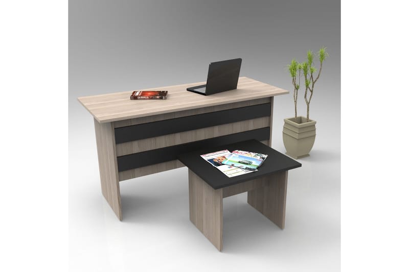 Työpöytä Wugao 140 cm rahilla - Luonnonväri/Musta - Huonekalut - Pöytä & ruokailuryhmä - Työpöytä - Kirjoituspöytä