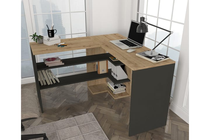 Työpöytä Palmetto 120 cm - Luonnonväri / antrasiitti - Tietokonepöytä
 - Kirjoituspöytä