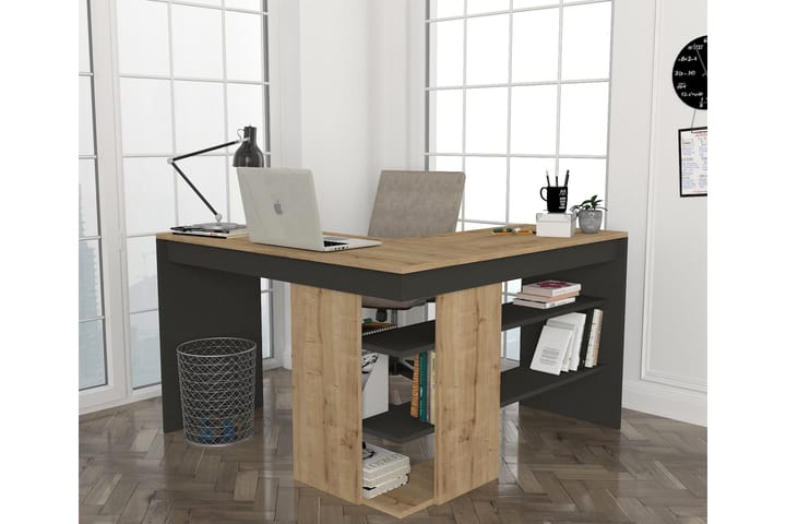 Työpöytä Palmetto 120 cm - Luonnonväri / antrasiitti - Tietokonepöytä
 - Kirjoituspöytä