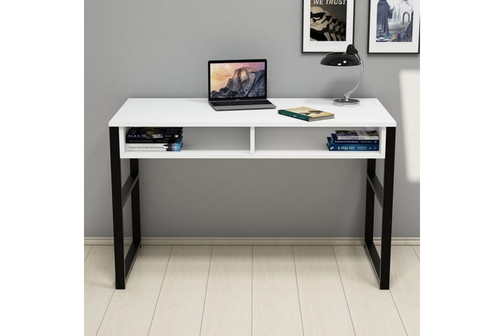 Kirjoituspöytä Tyrsberget 120 cm Säilytyksellä Hylly - Valkoinen/Musta - Tietokonepöytä
 - Kirjoituspöytä