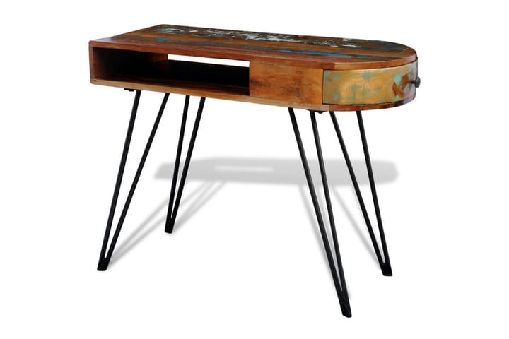Uusiokäytetystä puusta valmistettu pöytä rautajaloilla - Ruskea - Tietokonepöytä
 - Kirjoituspöytä