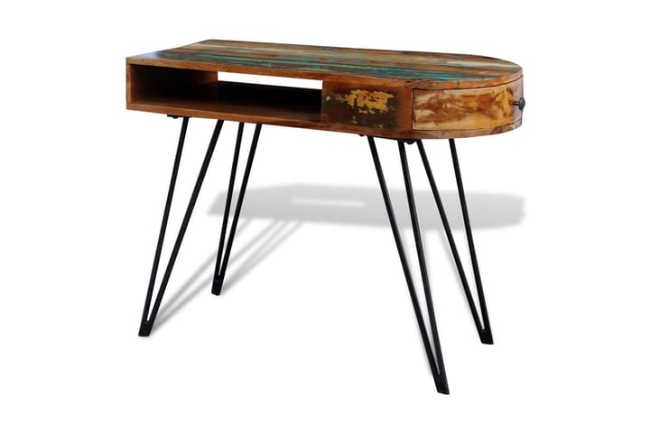 Uusiokäytetystä puusta valmistettu pöytä rautajaloilla - Ruskea - Tietokonepöytä
 - Kirjoituspöytä
