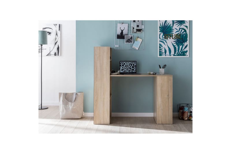 Kirjoitusp�öytä Wohnling hyllyllä 120x120x53 cm puuta moderni tyyli Sonoma - Sonoma - Huonekalut - Pöytä & ruokailuryhmä - Työpöytä
 - Tietokonepöytä