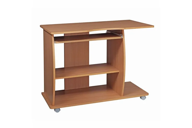 Kirjoituspöytä Wohnling kannettavalle tietokoneelle tai tietokoneelle, pyörillä, näppäimistön ulosvedettävä taso, moderni tyyli Pyökki, Pyökki