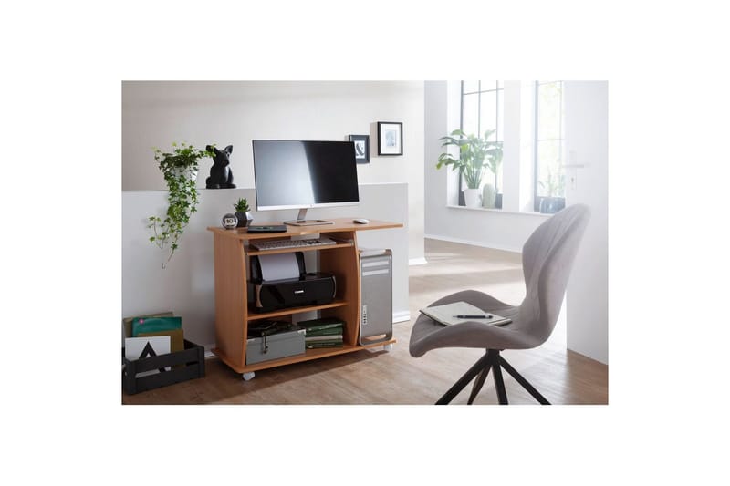 Kirjoituspöytä Wohnling kannettavalle tietokoneelle tai tietokoneelle, pyörillä, näppäimistön ulosvedettävä taso, moderni tyyli Pyökki - Pyökki - Huonekalut - Pöytä & ruokailuryhmä - Työpöytä - Tietokonepöytä