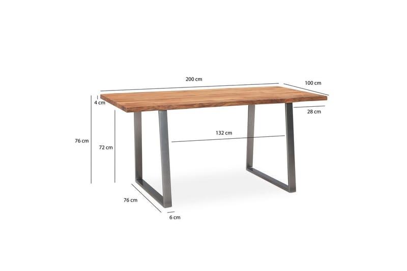 Kirjoituspöytä Wohnling Massiivipuinen puureuna Metallijalat Maalaistyyli Hopea, Suora, 200x100 cm - Hopea, Suora, 200x100 cm - Huonekalut - Pöytä & ruokailuryhmä - Työpöytä
 - Tietokonepöytä