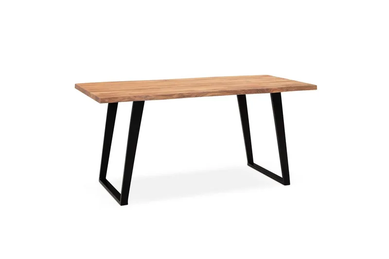 Kirjoituspöytä Wohnling Massiivipuinen puureuna Metallijalat Maalaistyyli Musta, viisto, 200x100 cm, Musta, viisto, 200x100 cm