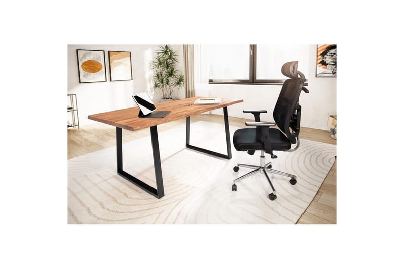 Kirjoituspöytä Wohnling Massiivipuinen puureuna Metallijalat Maalaistyyli Musta, suora, 200x100 cm - Musta, suora, 200x100 cm - Huonekalut - Pöytä & ruokailuryhmä - Työpöytä
 - Tietokonepöytä