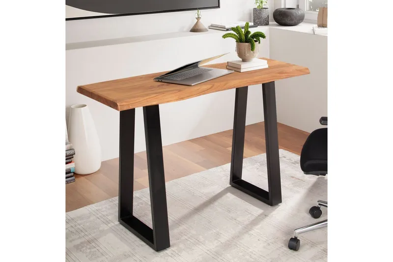 Kirjoituspöytä Wohnling Massiivipuu puureunalla metallirunko - Huonekalut - Pöytä & ruokailuryhmä - Työpöytä - Tietokonepöytä