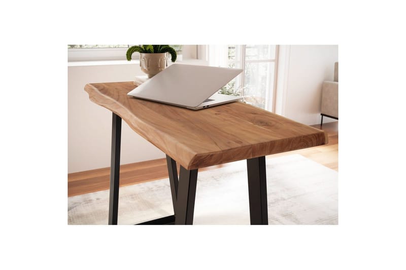 Kirjoituspöytä Wohnling Massiivipuu puureunalla metallirunko - Huonekalut - Pöytä & ruokailuryhmä - Työpöytä - Tietokonepöytä
