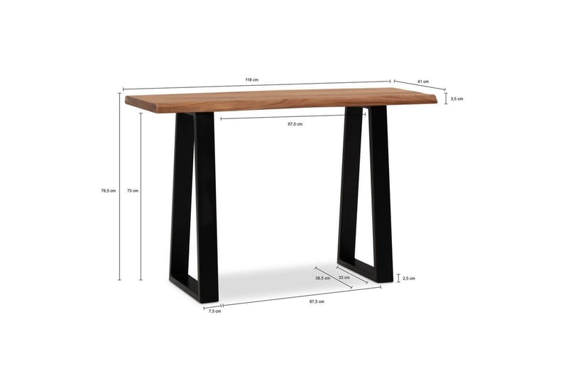 Kirjoituspöytä Wohnling Massiivipuu puureunalla metallirunko - Huonekalut - Pöytä & ruokailuryhmä - Työpöytä - Tietokonepöytä