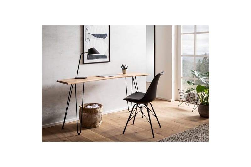 Kirjoituspöytä Wohnling Massiivipuuta 150 cm puun reuna ja hiusneulajalat Maalaistalo - Huonekalut - Pöytä & ruokailuryhmä - Työpöytä - Tietokonepöytä