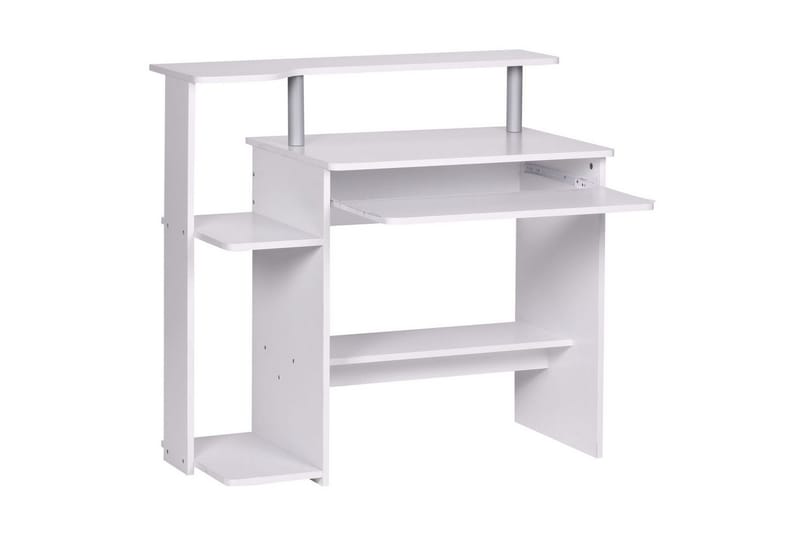 Kirjoituspöytä Wohnling tietokoneelle, pyörillä, näppäimistön ulosvedettävä taso, moderni tyyli Valkoinen - Valkoinen - Huonekalut - Pöytä & ruokailuryhmä - Työpöytä - Tietokonepöytä