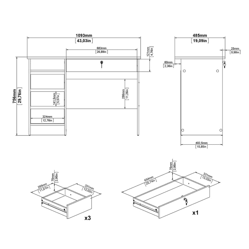 Klintberg työpöytä 109x48x76 cm - Huonekalut - Pöytä & ruokailuryhmä - Työpöytä - Kirjoituspöytä