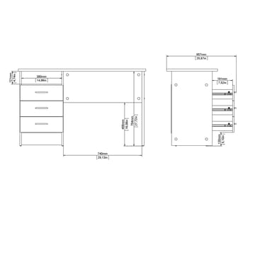 Klintberg työpöytä 3 laatikolla 120x48x73 cm - Huonekalut - Pöytä & ruokailuryhmä - Työpöytä - Kirjoituspöytä