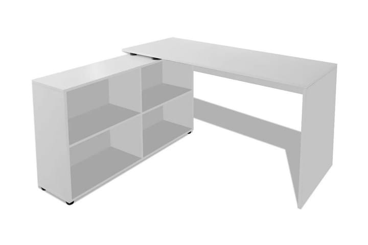Kulmapöytä 4 hyllyllä Valkoinen - Valkoinen - Kirjoituspöytä - Tietokonepöytä