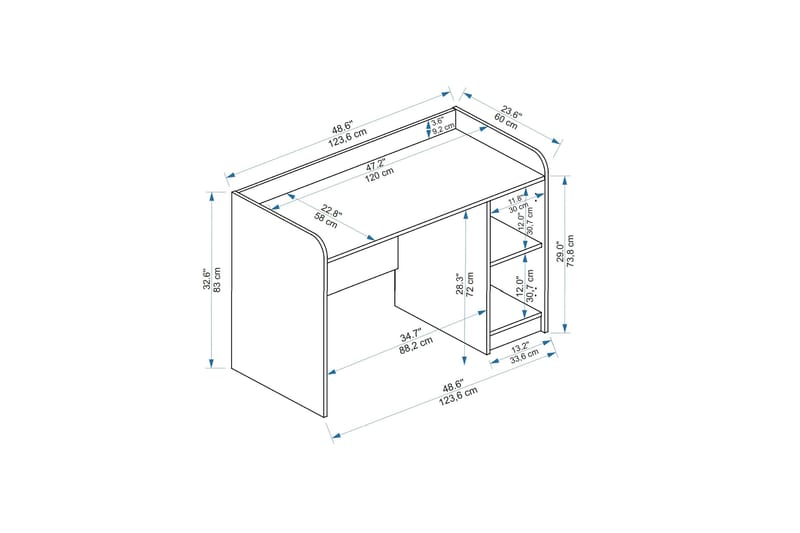 Luses Kirjoituspöytä 23,6x123,6 cm - Ruskea/Beige - Huonekalut - Pöytä & ruokailuryhmä - Työpöytä - Tietokonepöytä