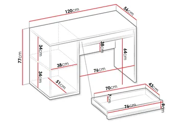 Metropolitan Kirjoituspöytä 120x56 cm - Ruskea/Valkoinen/Vaaleanharmaa/Musta - Huonekalut - Pöytä & ruokailuryhmä - Työpöytä - Tietokonepöytä