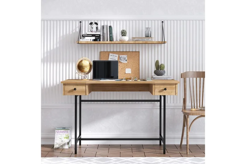 Mirric Kirjoituspöytä 60x120 cm - Tammi/Musta - Huonekalut - Pöytä & ruokailuryhmä - Työpöytä
 - Tietokonepöytä