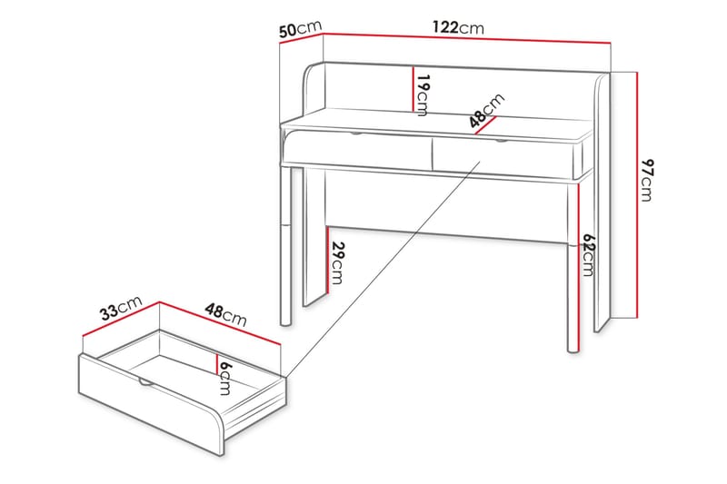 Monfort Kirjoituspöytä 122x50 cm - Beige - Huonekalut - Pöytä & ruokailuryhmä - Työpöytä - Tietokonepöytä