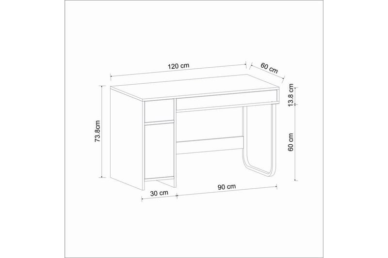 Neric Kirjoituspöytä 60x120 cm - Valkoinen - Huonekalut - Pöytä & ruokailuryhmä - Työpöytä
 - Tietokonepöytä