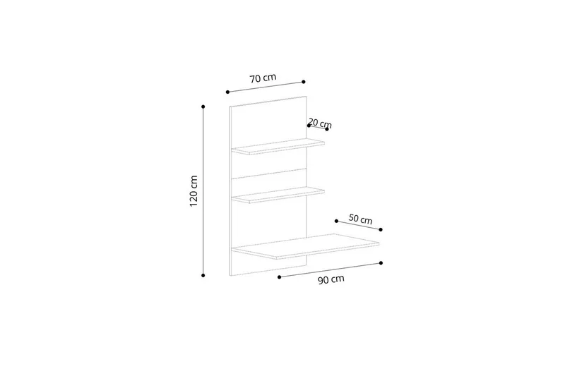 Neyric Kirjoituspöytä 50x90 cm - Tammi/Musta - Huonekalut - Pöytä & ruokailuryhmä - Työpöytä
 - Tietokonepöytä
