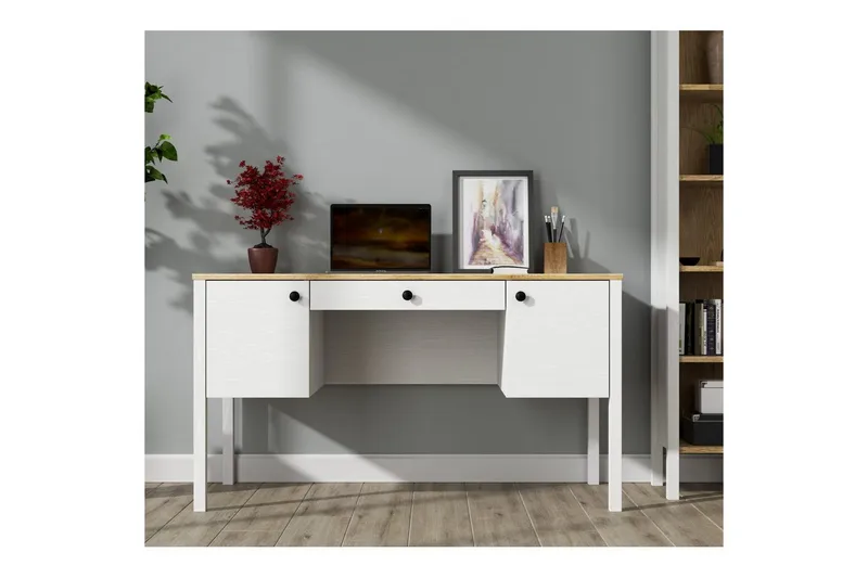 Omryn Kirjoituspöytä 60x132 cm - Luonnollinen/Valkoinen - Huonekalut - Pöytä & ruokailuryhmä - Työpöytä - Tietokonepöytä