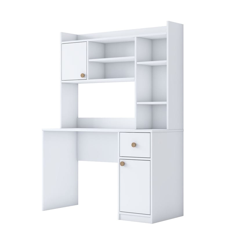 Opiskelupöytä ja kirjahylly Wallxpert Dara (120 x 166 x 50 cm) Valkoinen - Valkoinen - Huonekalut - Pöytä & ruokailuryhmä - Työpöytä - Tietokonepöytä
