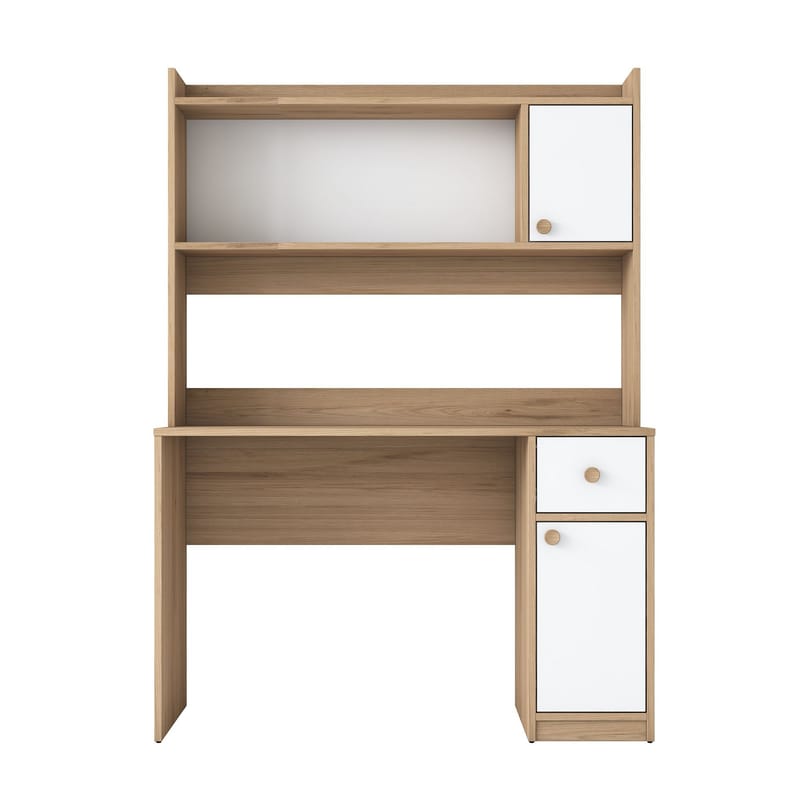 Opiskelupöytä ja kirjahylly Wallxpert Dara (120 x 166 x 50 cm) pähkinä valkoinen - Pähkinä ja valkoinen - Huonekalut - Pöytä & ruokailuryhmä - Työpöytä - Tietokonepöytä