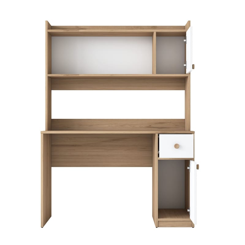 Opiskelupöytä ja kirjahylly Wallxpert Dara (120 x 166 x 50 cm) pähkinä valkoinen - Pähkinä ja valkoinen - Huonekalut - Pöytä & ruokailuryhmä - Työpöytä - Tietokonepöytä