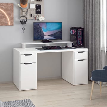 Opiskelupöytä Kalune Design Alen 150 cm (150 x 75 x 60 cm) Valkoinen 2 laatikkoa, 2 kaappia - Valkoinen - Huonekalut - Pöytä & ruokailuryhmä - Työpöytä - Tietokonepöytä