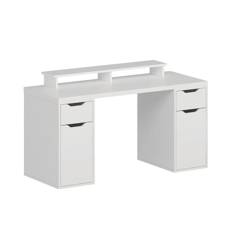 Opiskelupöytä Kalune Design Alen 150 cm (150 x 75 x 60 cm) Valkoinen 2 laatikkoa, 2 kaappia, Valkoinen