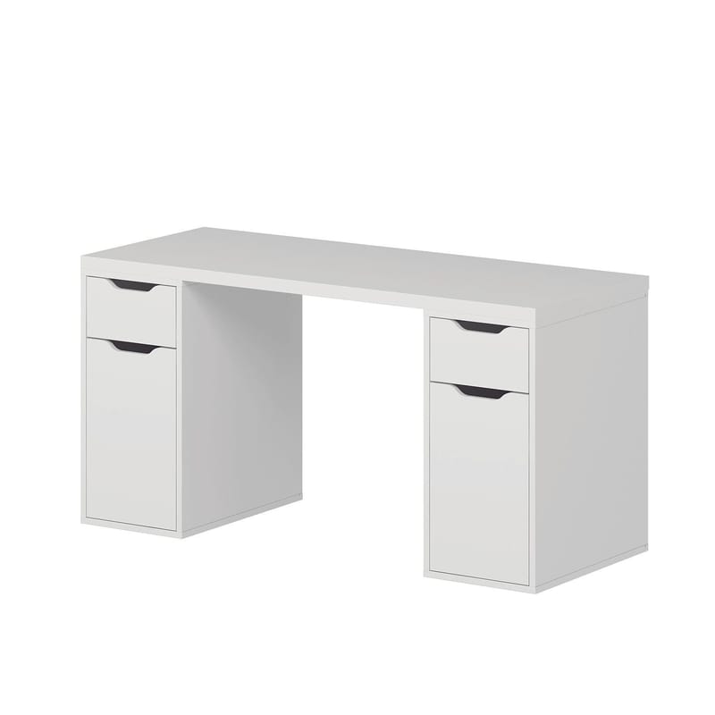 Opiskelupöytä Kalune Design Alen 150 cm (150 x 75 x 60 cm) Valkoinen 2 laatikkoa, 2 kaappia - Valkoinen - Huonekalut - Pöytä & ruokailuryhmä - Työpöytä - Tietokonepöytä