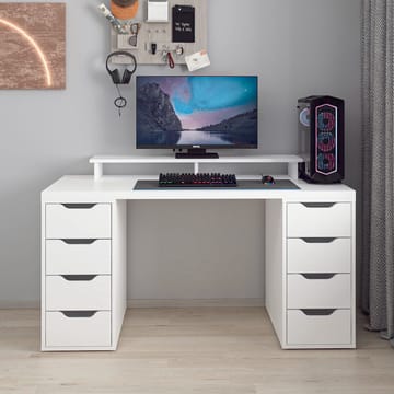 Opiskelupöytä Kalune Design Alen 150 cm (150 x 75 x 60 cm) Valkoinen 8 laatikkoa - Valkoinen - Huonekalut - Pöytä & ruokailuryhmä - Työpöytä - Tietokonepöytä