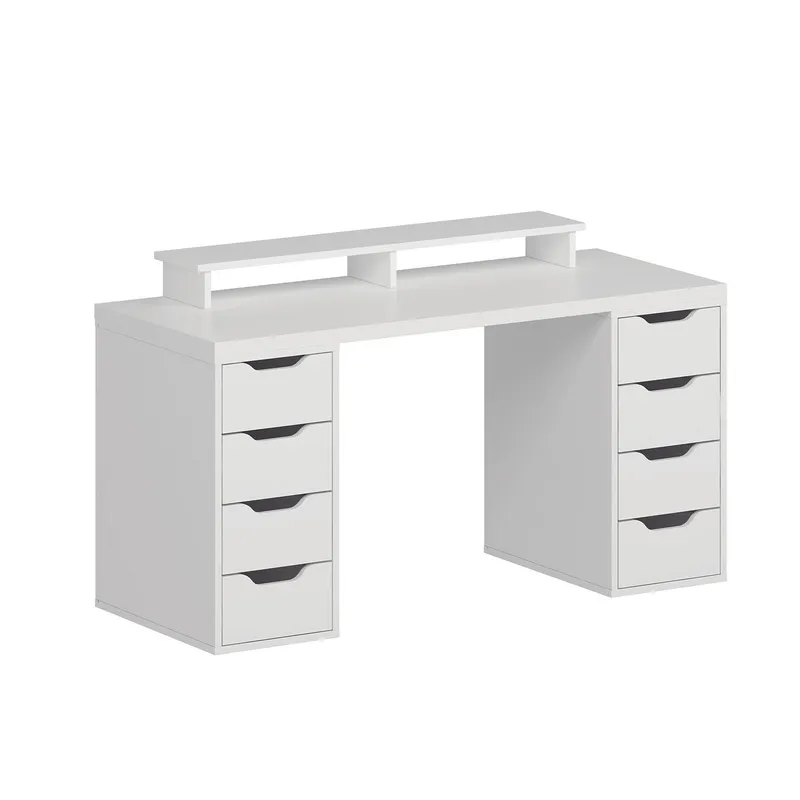 Opiskelupöytä Kalune Design Alen 150 cm (150 x 75 x 60 cm) Valkoinen 8 laatikkoa, Valkoinen
