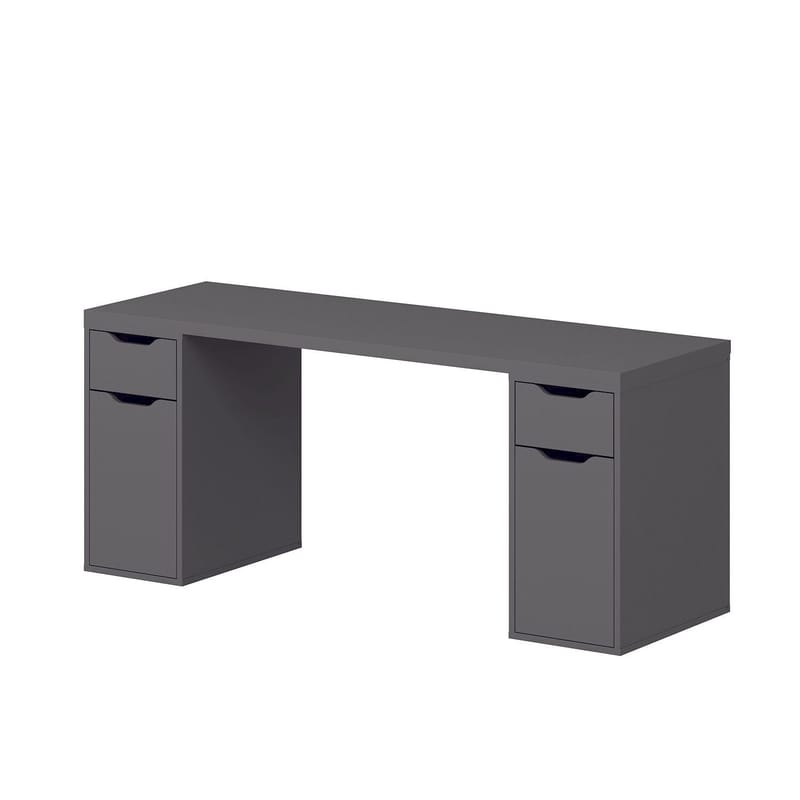 Opiskelupöytä Kalune Design Alen 180 cm (180 x 75 x 60 cm) Antrasiitti 2 laatikkoa, 2 kaappia - Antrasiitti - Huonekalut - Pöytä & ruokailuryhmä - Työpöytä - Tietokonepöytä