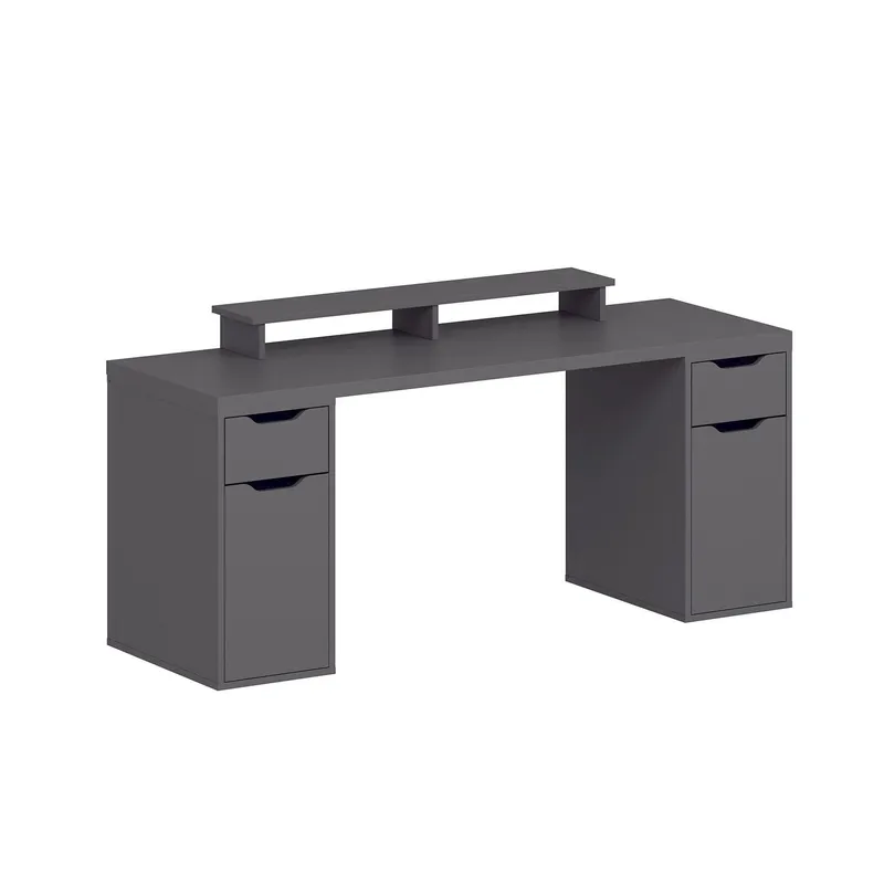 Opiskelupöytä Kalune Design Alen 180 cm (180 x 75 x 60 cm) Antrasiitti 2 laatikkoa, 2 kaappia, Antrasiitti