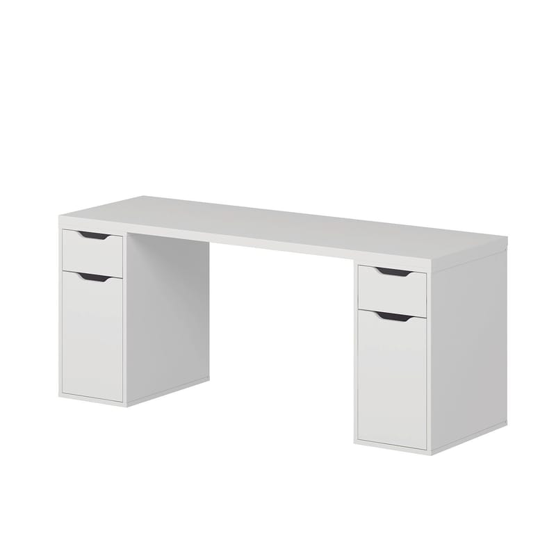 Opiskelupöytä Kalune Design Alen 180 cm (180 x 75 x 60 cm) Valkoinen 2 laatikkoa, 2 kaappia - Valkoinen - Huonekalut - Pöytä & ruokailuryhmä - Työpöytä - Tietokonepöytä