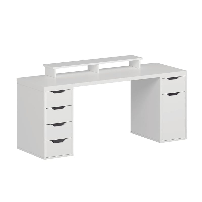 Opiskelupöytä Kalune Design Alen 180 cm (180 x 75 x 60 cm) Valkoinen 5 kaappia - Valkoinen - Huonekalut - Pöytä & ruokailuryhmä - Työpöytä - Tietokonepöytä