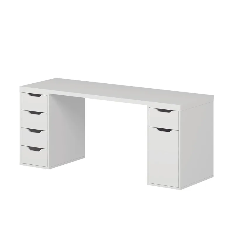 Opiskelupöytä Kalune Design Alen 180 cm (180 x 75 x 60 cm) Valkoinen 5 kaappia, Valkoinen