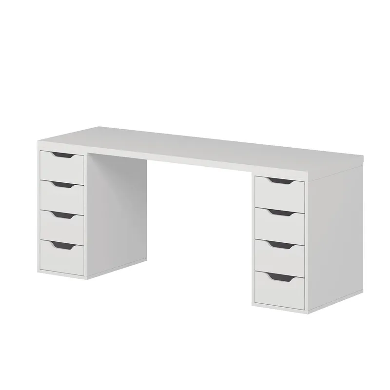 Opiskelupöytä Kalune Design Alen 180 cm (180 x 75 x 60 cm) Valkoinen 8 laatikkoa, Valkoinen