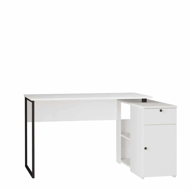 Opiskelupöytä Skye Decor Cleo-hylly (129,8 x 70 x 90 cm) valkoinen, Valkoinen