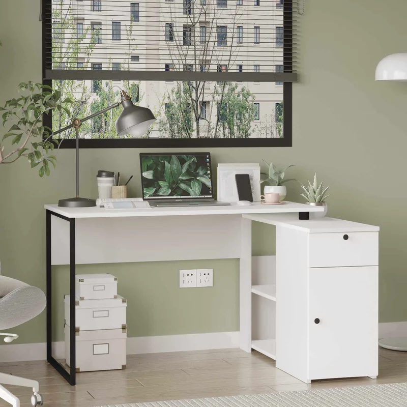 Opiskelupöytä Skye Decor Cleo-hylly (129,8 x 70 x 90 cm) valkoinen - Valkoinen - Huonekalut - Pöytä & ruokailuryhmä - Työpöytä - Tietokonepöytä