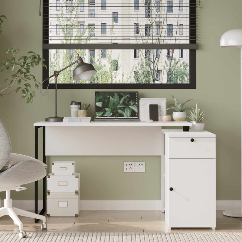 Opiskelupöytä Skye Decor Cleo-hylly (129,8 x 70 x 90 cm) valkoinen - Valkoinen - Huonekalut - Pöytä & ruokailuryhmä - Työpöytä - Tietokonepöytä
