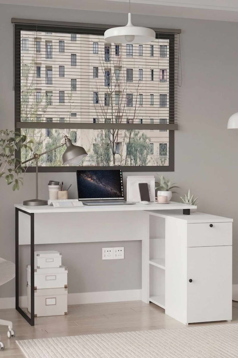 Opiskelupöytä Skye Decor Cleo-hylly (129,8 x 70 x 90 cm) valkoinen - Valkoinen - Huonekalut - Pöytä & ruokailuryhmä - Työpöytä - Tietokonepöytä