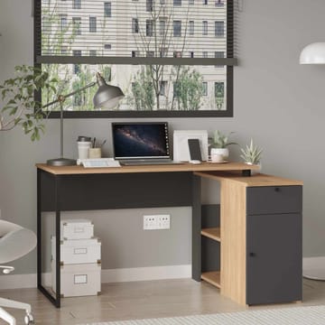 Opiskelupöytä Skye Decor Cleo Shelf (129,8 x 70 x 90 cm) luonnon antrasiitti - Luonnonväri/Antrasiitti - Huonekalut - Pöytä & ruokailuryhmä - Työpöytä - Tietokonepöytä