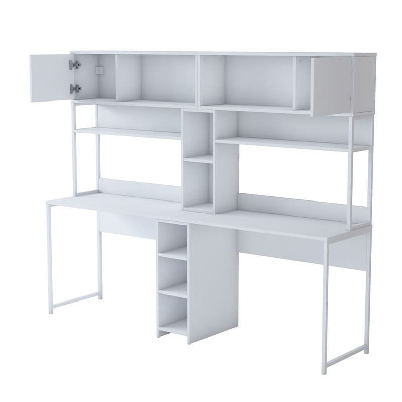 Opiskelupöytä Wallxpert Dara (210 x 170,5 x 50 cm) valkoinen - Valkoinen - Huonekalut - Pöytä & ruokailuryhmä - Työpöytä - Tietokonepöytä