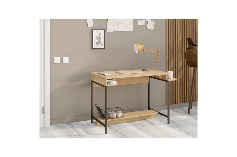 Ovran Kirjoituspöytä 57x113 cm - Tammi/Musta - Huonekalut - Pöytä & ruokailuryhmä - Työpöytä
 - Tietokonepöytä